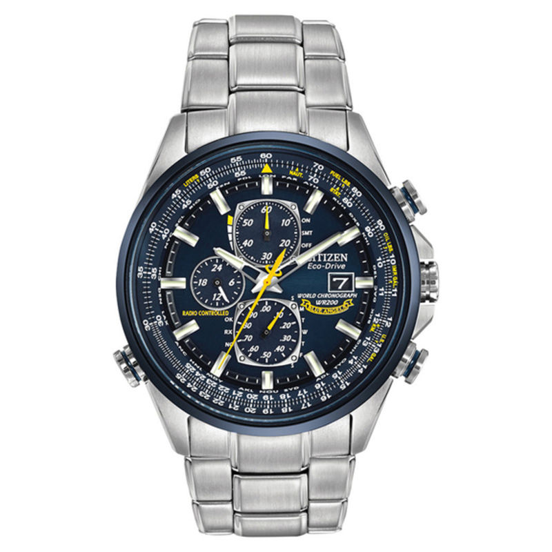 Men's Citizen Eco-Drive® Blue Angels World Chronograph A-T Watch with Blue Dial (Model: AT8020-54L)|Peoples Jewellers