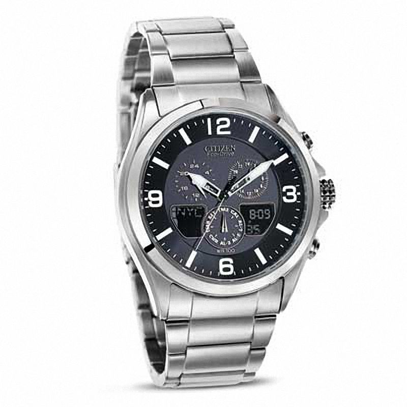 Men's Citizen Eco-Drive® Chronograph Watch with Black Dial (Model: JR3180-57E)|Peoples Jewellers