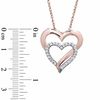 Lab-Created White Sapphire Double Heart Pendant in Sterling Silver and 14K Rose Gold Vermeil