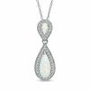 Pear-Shaped Lab-Created Opal and White Sapphire Drop Pendant in Sterling Silver