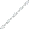 Oval Lab-Created Opal and Diamond Accent Bracelet in Sterling Silver - 7.25"