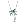Thumbnail Image 0 of Emerald and Diamond Accent Palm Tree Pendant in Sterling Silver