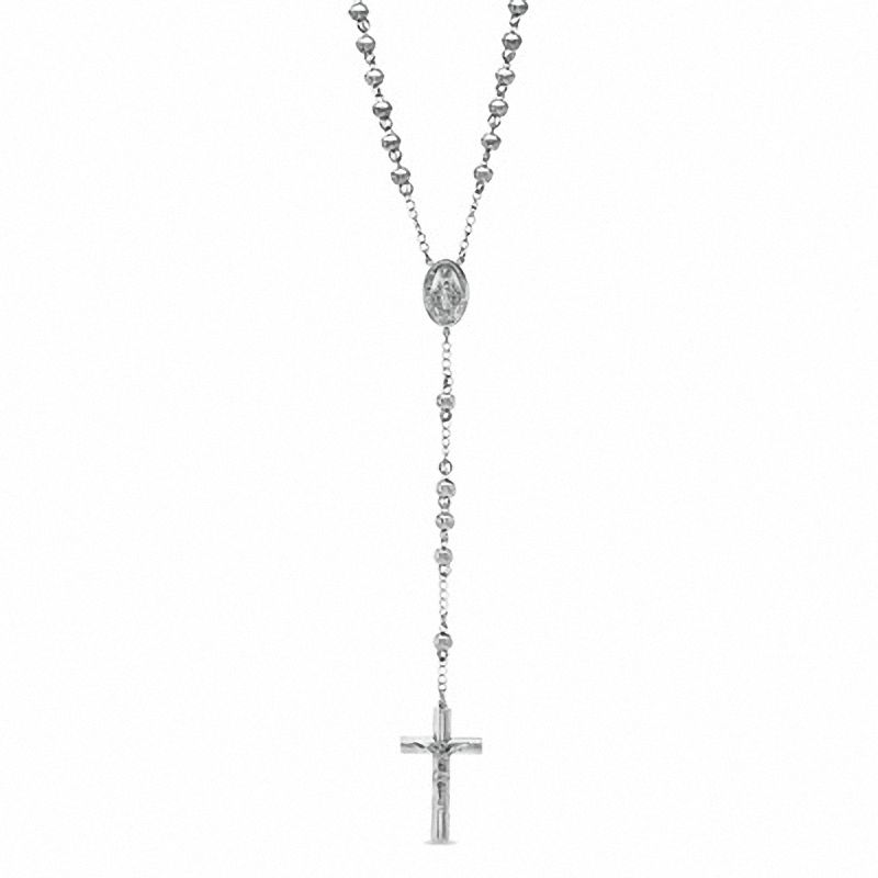 Rosary Necklace in Stainless Steel - 24"