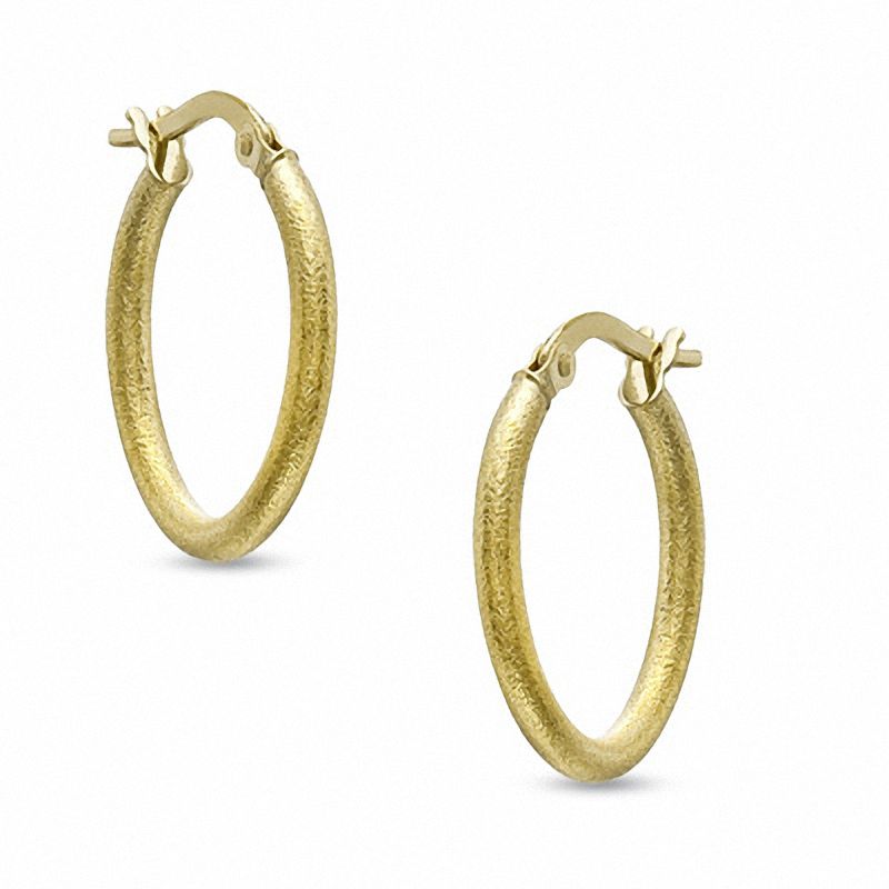 Main Image 1 of 15mm Hammered Hoop Earrings in 10K Gold