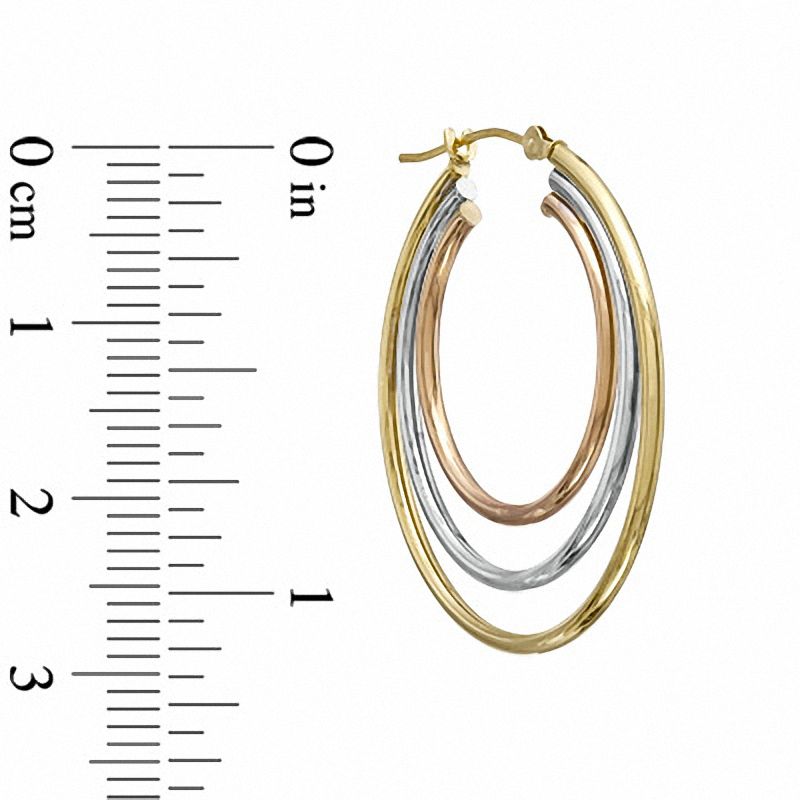 Main Image 2 of Triple Hoop Earrings in 10K Tri-Tone Gold