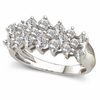 1.00 CT. T.W. Diamond Cluster Double Row Anniversary Ring in 10K White Gold