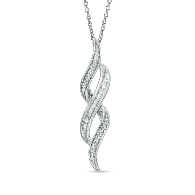 Main Image 1 of 0.20 CT. T.W. Diamond Double Flame Pendant in Sterling Silver