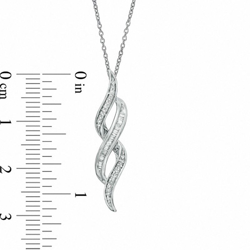 Main Image 2 of 0.20 CT. T.W. Diamond Double Flame Pendant in Sterling Silver