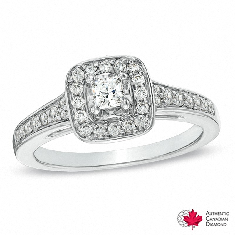 0.50 CT. T.W. Certified Canadian Princess-Cut Diamond Frame Ring in 14K White Gold (I/I1)|Peoples Jewellers