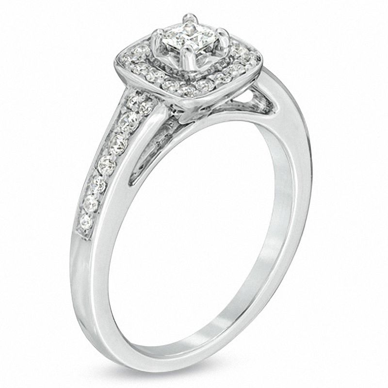 0.50 CT. T.W. Certified Canadian Princess-Cut Diamond Frame Ring in 14K White Gold (I/I1)