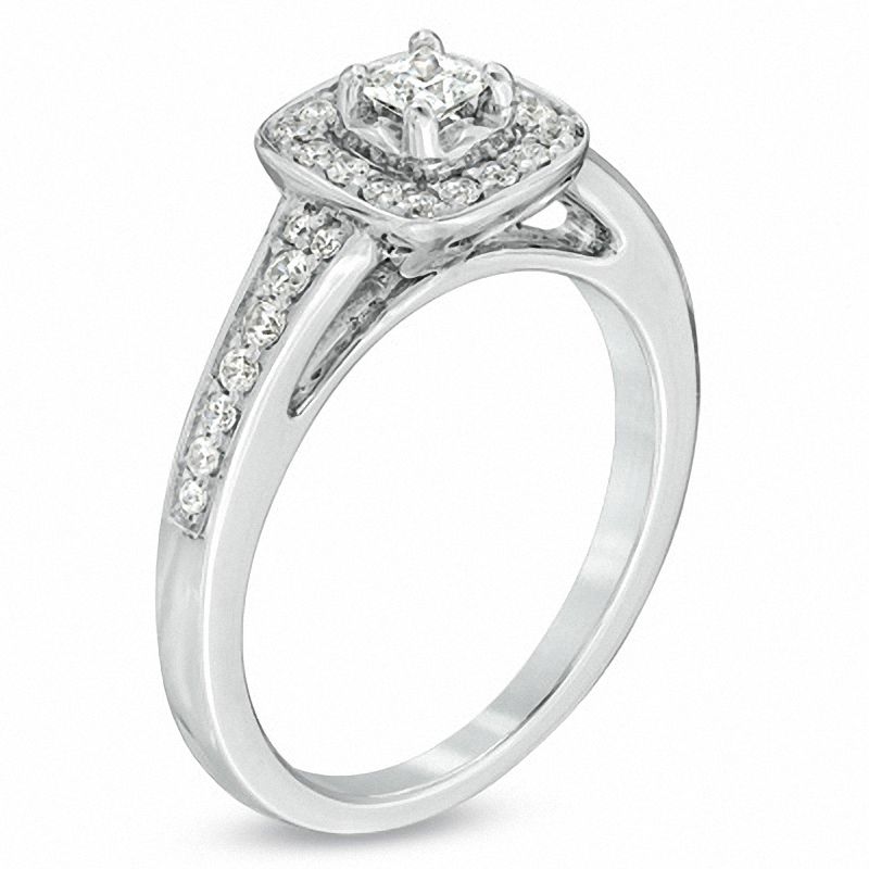 Main Image 2 of 0.50 CT. T.W. Certified Canadian Princess-Cut Diamond Frame Ring in 14K White Gold (I/I1)