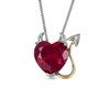 Thumbnail Image 1 of 12.0mm Heart-Shaped Lab-Created Ruby and Diamond Accent Devilish Pendant in Sterling Silver and 14K Gold