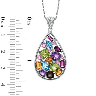 Multi-Gemstone Mosaic Pendant in Sterling Silver