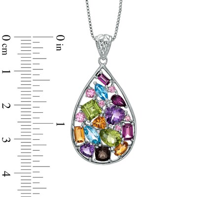 Multi-Gemstone Mosaic Pendant in Sterling Silver