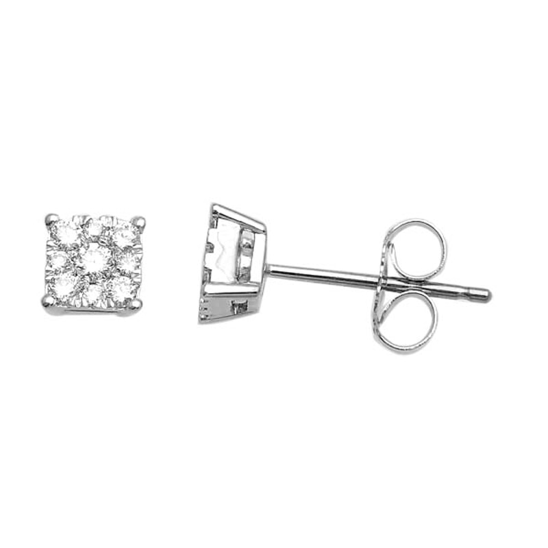 0.23 CT. T.W. Composite Diamond Square Stud Earrings in 10K White Gold