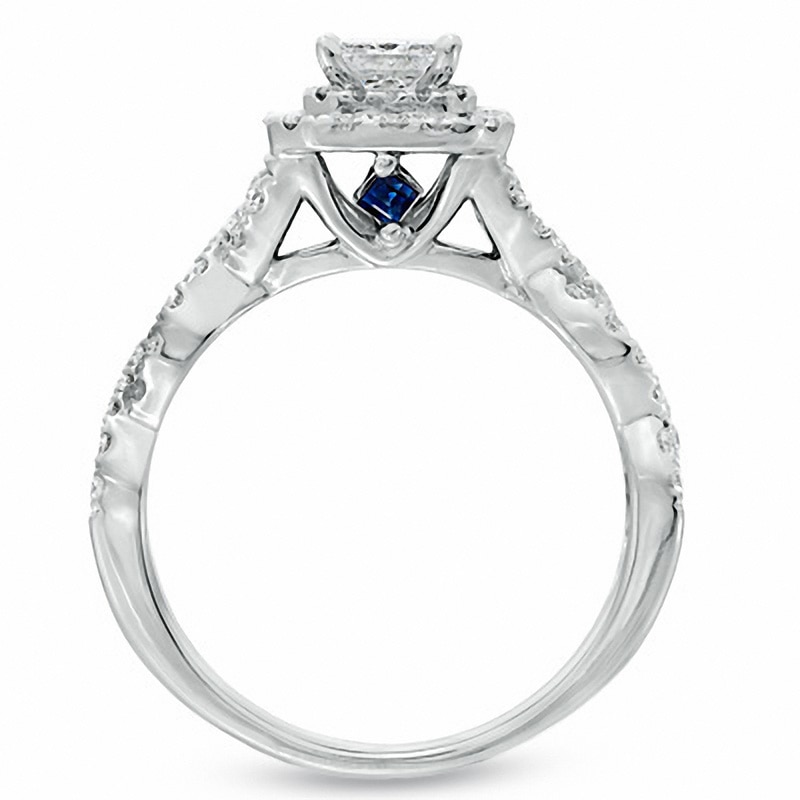 Main Image 3 of Vera Wang Love Collection 1.00 CT. T.W. Princess-Cut Diamond Double Frame Twist Engagement Ring in 14K White Gold