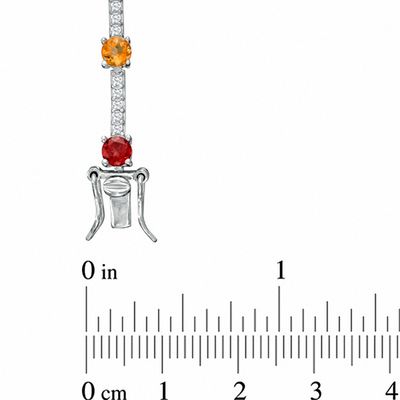 Multi Semi-Precious Gemstone and Lab-Created White Sapphire Bracelet in Sterling Silver - 7.25"