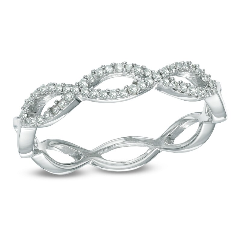 0.16 CT. T.W. Diamond Twisted Ring in 10K White Gold