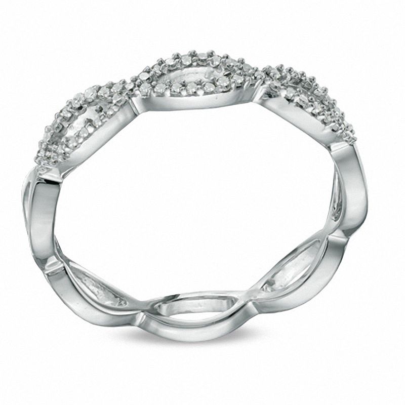0.16 CT. T.W. Diamond Twisted Ring in 10K White Gold
