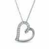 Thumbnail Image 1 of 0.04 CT. T.W. Diamond Tilted Heart Pendant in 10K White Gold