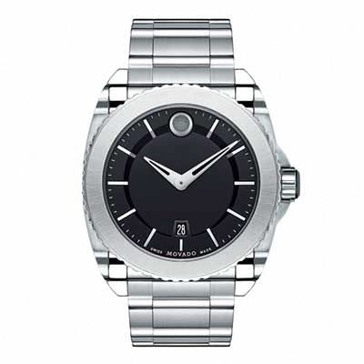 Men's Movado Master Watch with Black Dial (Model: 0606550)