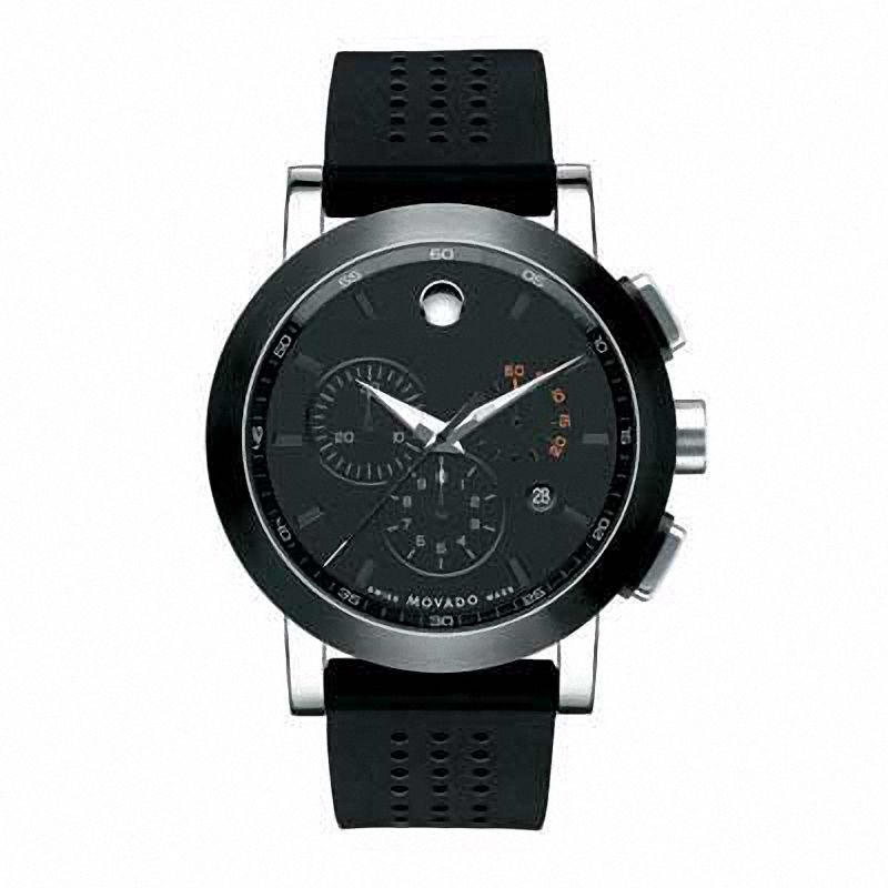 Men's Movado Museum® Chronograph Watch with Black Dial (Model: 0606545)|Peoples Jewellers