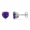 Thumbnail Image 0 of 8.0mm Heart-Shaped Amethyst Solitaire Stud Earrings in Sterling Silver