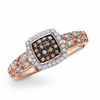 Thumbnail Image 0 of 0.21 CT. T.W. Champagne and White Diamond Square Frame Ring in 10K Rose Gold