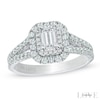 Vera Wang Love Collection 1.29 CT. T.W. Emerald-Cut Diamond Split Shank Frame Engagement Ring in 14K White Gold