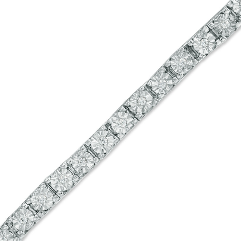 Main Image 1 of 0.25 CT. T.W. Diamond Tennis Bracelet in Sterling Silver - 7.25"