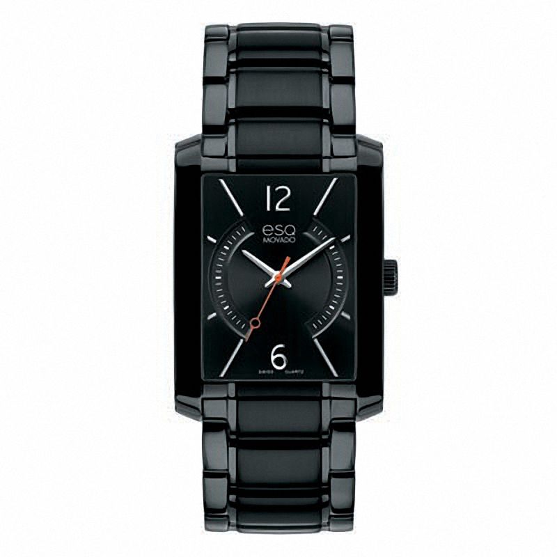 Men s ESQ Movado Synthesis Black IP Watch with Rectangular Dial Model 07301411 Peoples Jewellers
