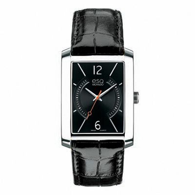 Men's ESQ Movado Synthesis Strap Watch with Rectangular Black Dial (Model: 07301406)