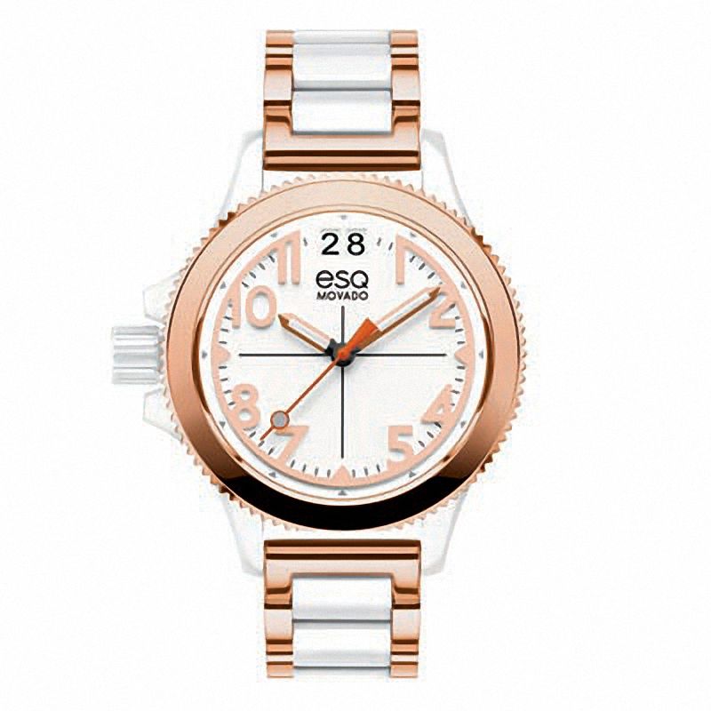 Ladies' ESQ Movado Fusion Two-Tone Interchangeable Strap Watch with White Dial (Model: 07101403)|Peoples Jewellers