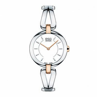Ladies' ESQ Movado Corbel Two-Tone Bangle Watch with White Dial (Model
