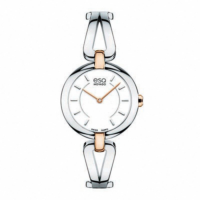 Ladies' ESQ Movado Corbel Two-Tone Bangle Watch with White Dial (Model: )|Peoples Jewellers