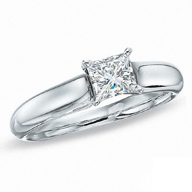 0.20 CT. Certified Princess-Cut Canadian Diamond Solitaire Engagement Ring in 14K White Gold (I/I1)
