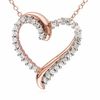 Thumbnail Image 0 of Lab-Created White Sapphire Heart Pendant in Rose Rhodium Sterling Silver