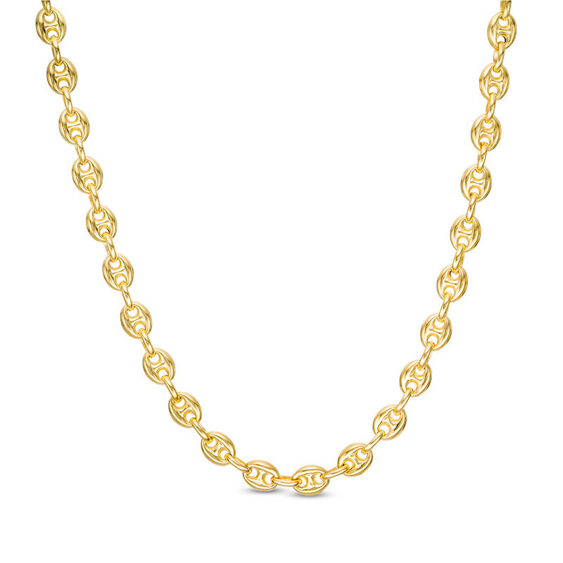 Men's 4.7mm Puffed Mariner Chain Necklace in Hollow 14K Gold - 24"|Peoples Jewellers