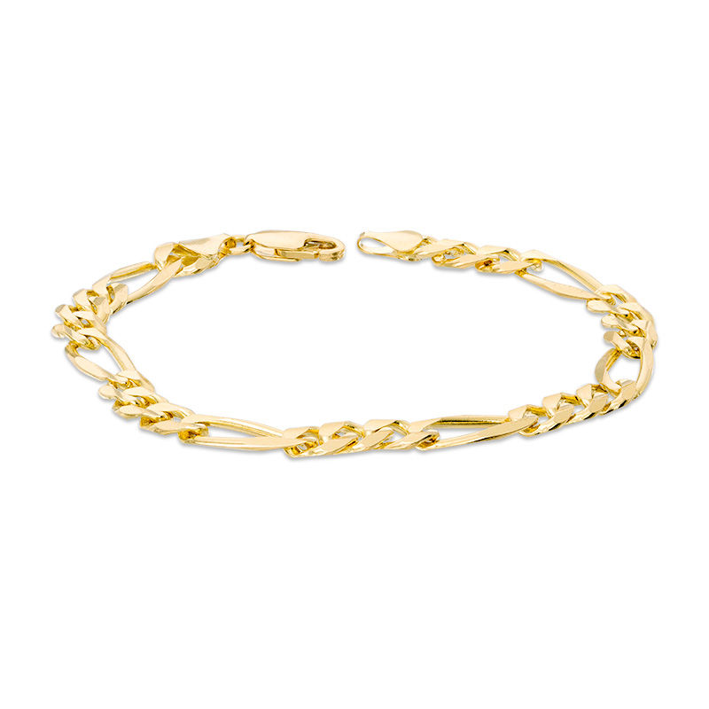 Main Image 3 of Men's 7.0mm Figaro Chain Bracelet in Solid 14K Gold - 8.5"