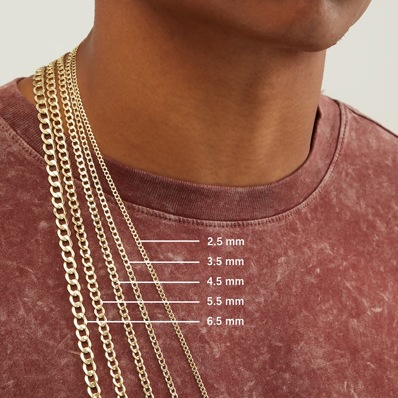 Men's 3.6mm Curb Chain Necklace in Solid 14K White Gold - 22"