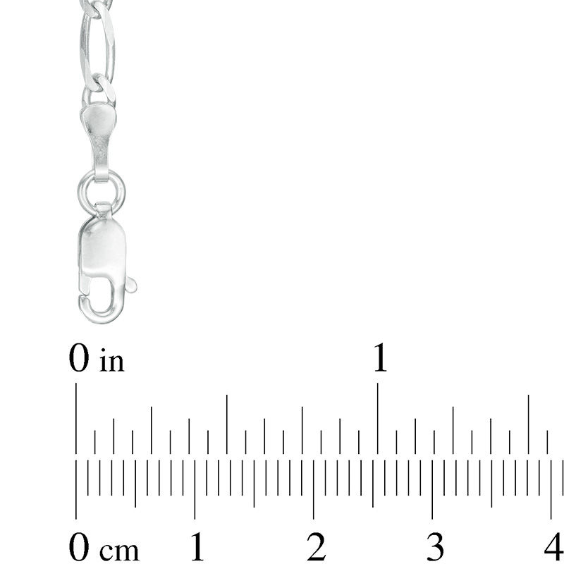 Men's 3.0mm Figaro Chain Necklace in Solid 14K White Gold - 24"|Peoples Jewellers