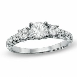 1.00 CT. T.W. Diamond Three Stone Engagement Ring in 10K White Gold