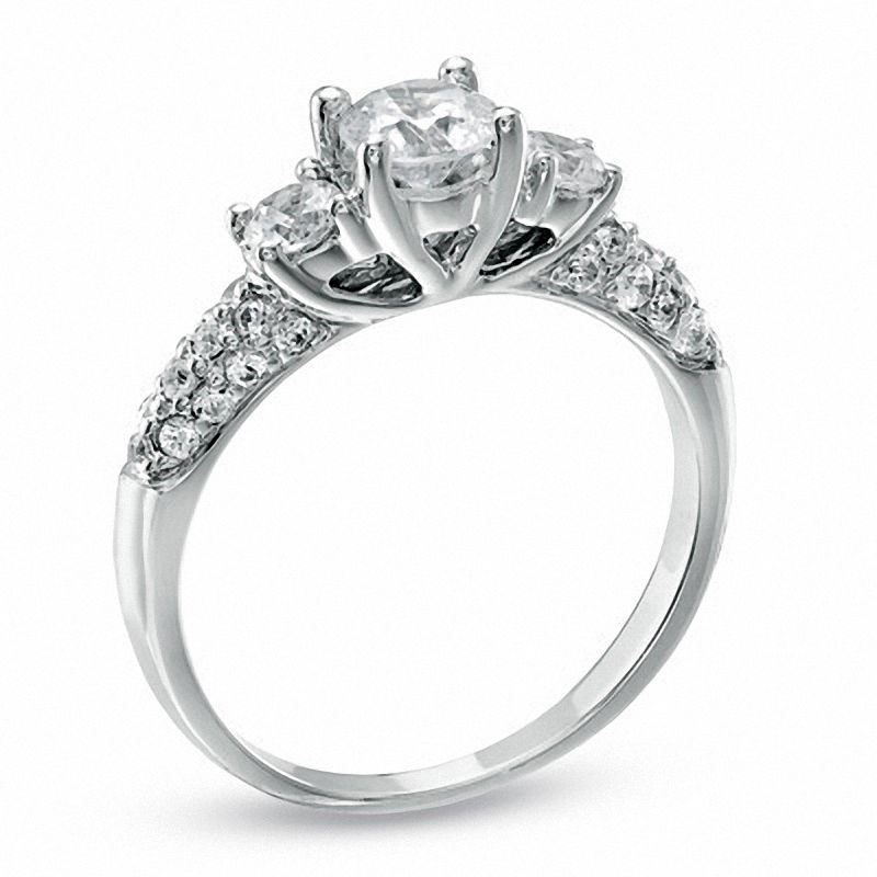 1.00 CT. T.W. Diamond Three Stone Engagement Ring in 10K White Gold