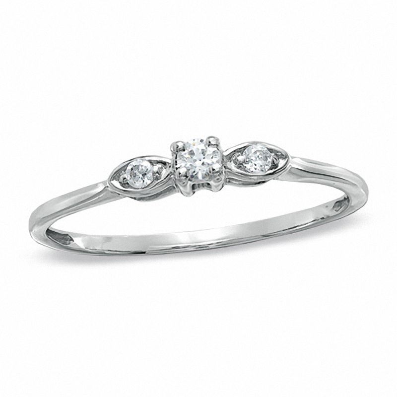 0.10 CT. T.W. Diamond Three Stone Ring in 10K White Gold|Peoples Jewellers