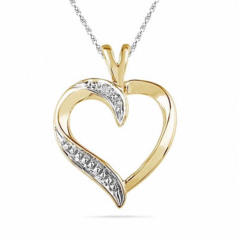 Diamond Accent Heart Pendant in 10K Gold