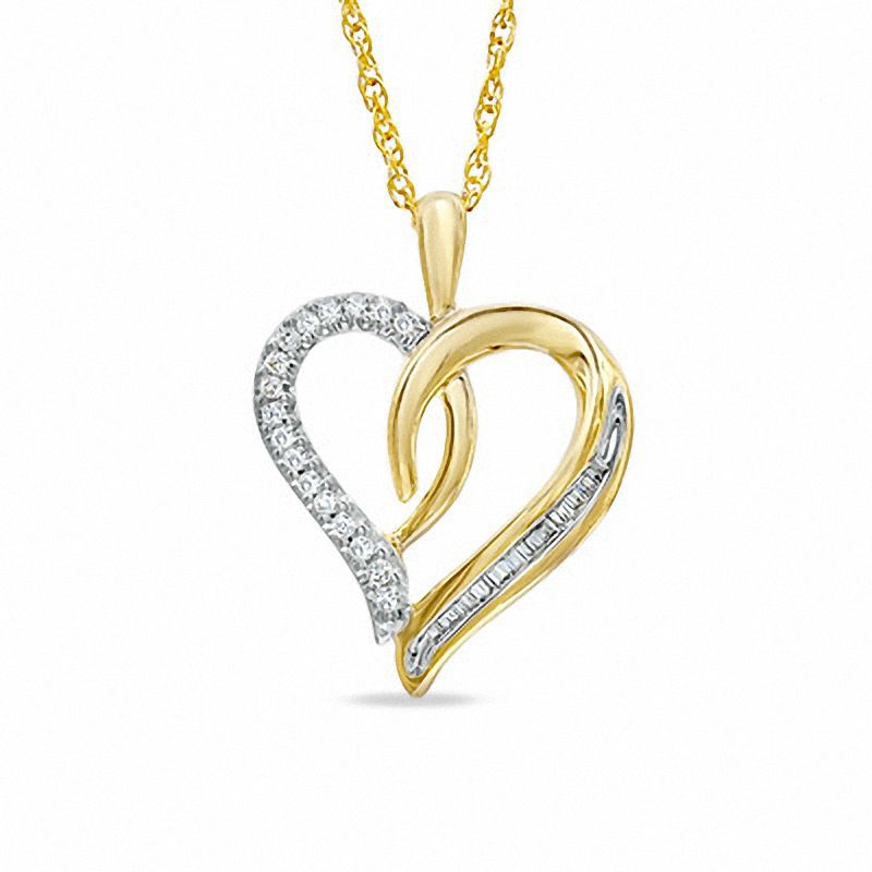 0.16 CT. T.W. Diamond Swirling Heart Pendant in 10K Gold|Peoples Jewellers