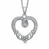 Thumbnail Image 0 of 0.16 CT. T.W. Diamond Claddagh Loop Heart Pendant in Sterling Silver