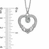 Thumbnail Image 1 of 0.16 CT. T.W. Diamond Claddagh Loop Heart Pendant in Sterling Silver