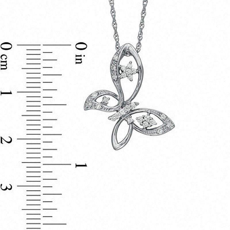0.16 CT. T.W. Diamond Butterfly with Star Wings Pendant in Sterling Silver