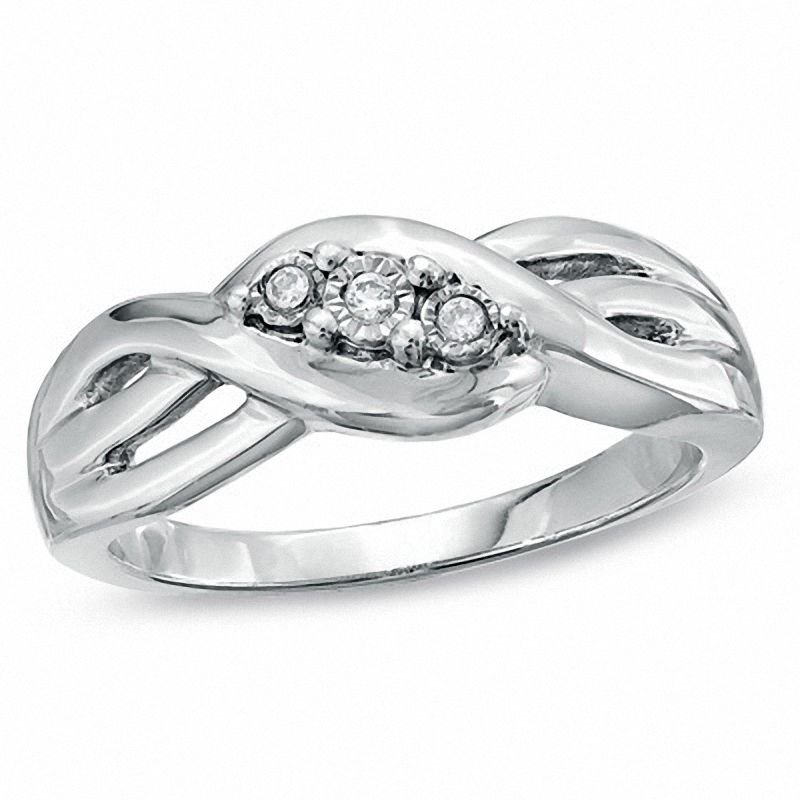Diamond Accent Three Stone Braided Band in Sterling Silver|Peoples Jewellers